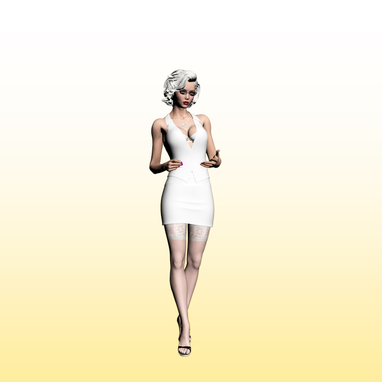 Girl in White Miniskirt 3D Model WomanModel
